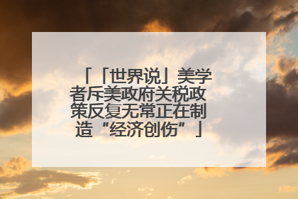 「世界说」美学者斥美政府关税政策反复无常正在制造“经济创伤”