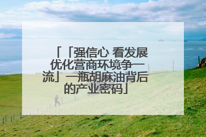 「强信心 看发展 优化营商环境争一流」一瓶胡麻油背后的产业密码