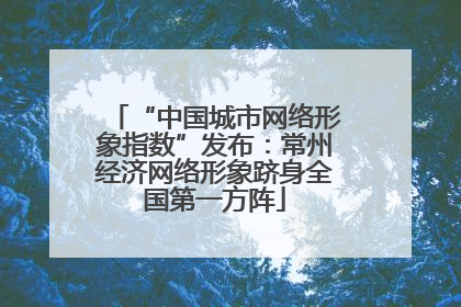 “中国城市网络形象指数”发布：常州经济网络形象跻身全国第一方阵
