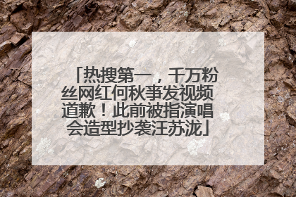 热搜第一，千万粉丝网红何秋亊发视频道歉！此前被指演唱会造型抄袭汪苏泷