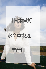 甘肃做好水文章浇灌丰产田
