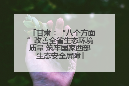 甘肃：“八个方面”改善全省生态环境质量 筑牢国家西部生态安全屏障