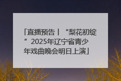 直播预告丨“梨花初绽”2025年辽宁省青少年戏曲晚会明日上演