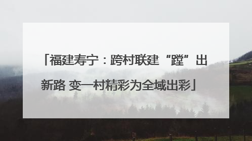 福建寿宁：跨村联建“蹚”出新路 变一村精彩为全域出彩