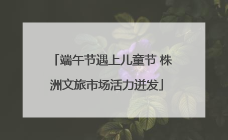 端午节遇上儿童节 株洲文旅市场活力迸发