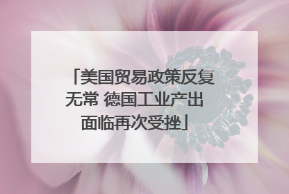 美国贸易政策反复无常 德国工业产出面临再次受挫