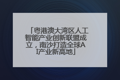 粤港澳大湾区人工智能产业创新联盟成立，南沙打造全球AI产业新高地
