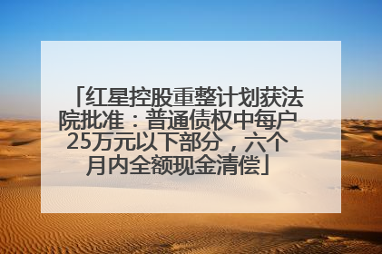 红星控股重整计划获法院批准：普通债权中每户25万元以下部分，六个月内全额现金清偿