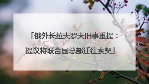 俄外长拉夫罗夫旧事重提：提议将联合国总部迁往索契