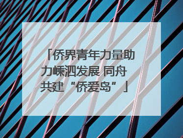 侨界青年力量助力嵊泗发展 同舟共建“侨爱岛”