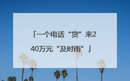 一个电话“贷”来240万元“及时雨”