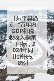 东平县锚定“五年内GDP和税收收入翻番”目标，2024年同比增长5.8%