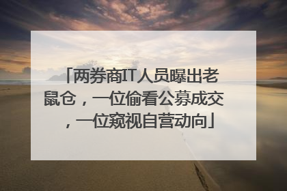 两券商IT人员曝出老鼠仓，一位偷看公募成交，一位窥视自营动向