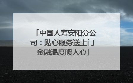 中国人寿安阳分公司：贴心服务送上门 金融温度暖人心