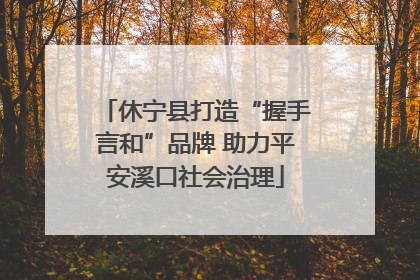 休宁县打造“握手言和”品牌 助力平安溪口社会治理