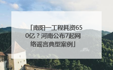 南阳一工程耗资650亿？河南公布7起网络谣言典型案例