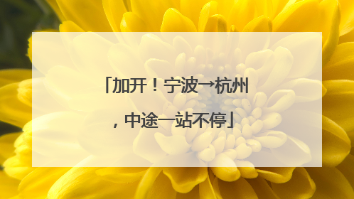 加开！宁波→杭州，中途一站不停
