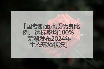 国考断面水质优良比例、达标率均100% 芜湖发布2024年生态环境状况