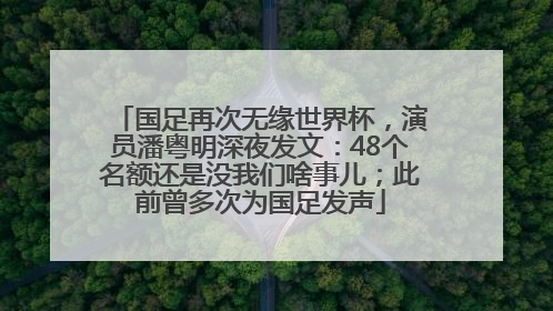 国足再次无缘世界杯，演员潘粤明深夜发文：48个名额还是没我们啥事儿；此前曾多次为国足发声