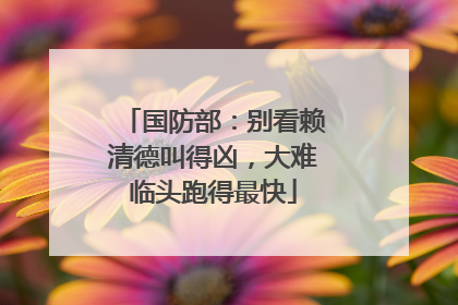 国防部：别看赖清德叫得凶，大难临头跑得最快