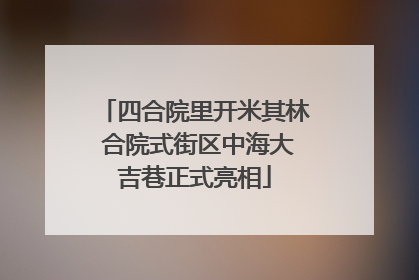 四合院里开米其林 合院式街区中海大吉巷正式亮相