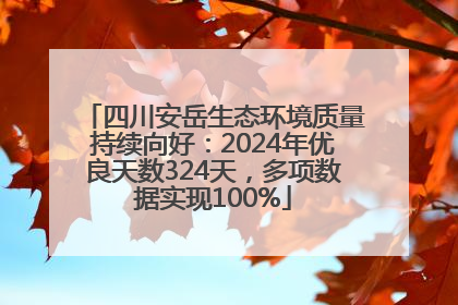 四川安岳生态环境质量持续向好：2024年优良天数324天，多项数据实现100%
