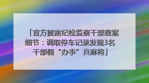 官方披露纪检监察干部查案细节：调取停车记录发现3名干部假“办事”真麻将
