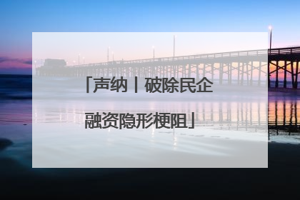 声纳丨破除民企融资隐形梗阻