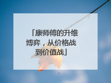 康师傅的升维博弈，从价格战到价值战