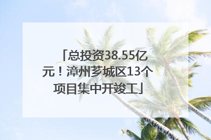 总投资38.55亿元！漳州芗城区13个项目集中开竣工