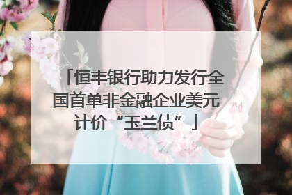 恒丰银行助力发行全国首单非金融企业美元计价“玉兰债”