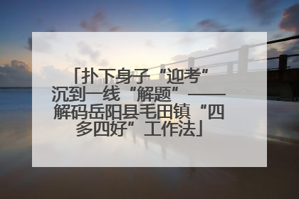 扑下身子“迎考” 沉到一线“解题”——解码岳阳县毛田镇“四多四好”工作法