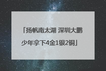 扬帆南太湖 深圳大鹏少年拿下4金1银2铜