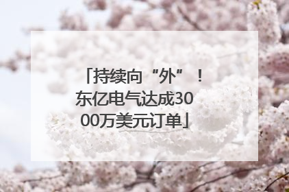 持续向“外”！东亿电气达成3000万美元订单
