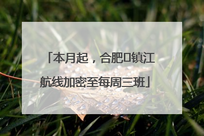 本月起，合肥⇋镇江航线加密至每周三班
