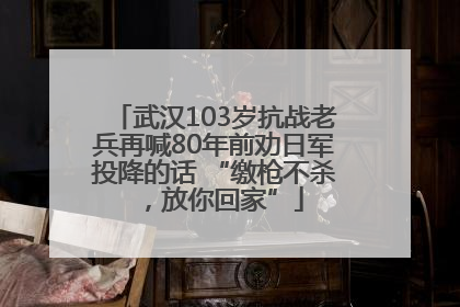 武汉103岁抗战老兵再喊80年前劝日军投降的话 “缴枪不杀，放你回家”