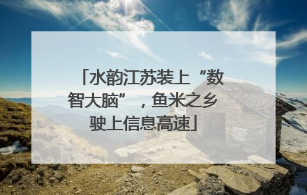 水韵江苏装上“数智大脑”，鱼米之乡驶上信息高速