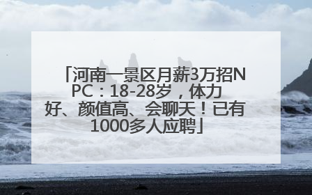 河南一景区月薪3万招NPC：18-28岁，体力好、颜值高、会聊天！已有1000多人应聘