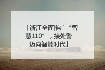 浙江全面推广“智慧110”，接处警迈向智能时代