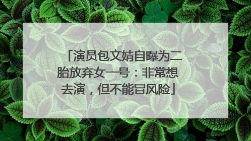 演员包文婧自曝为二胎放弃女一号：非常想去演，但不能冒风险