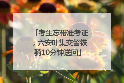 考生忘带准考证，六安叶集交警铁骑10分钟送回