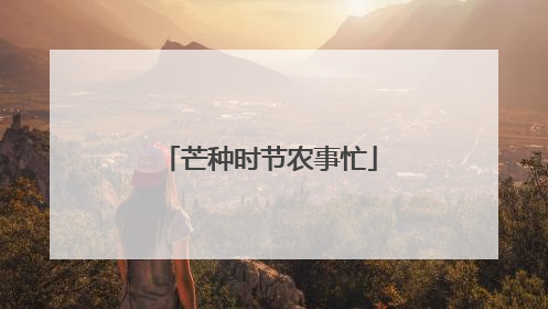 芒种时节农事忙