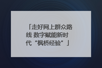 走好网上群众路线 数字赋能新时代“枫桥经验”