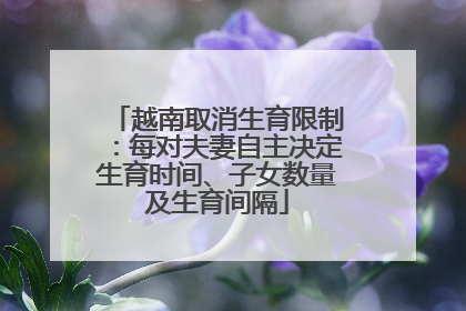 越南取消生育限制：每对夫妻自主决定生育时间、子女数量及生育间隔