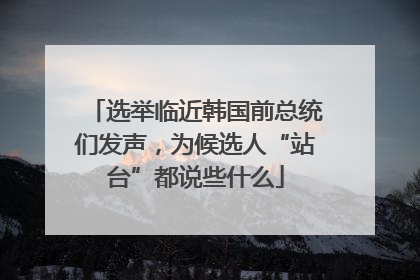 选举临近韩国前总统们发声，为候选人“站台”都说些什么
