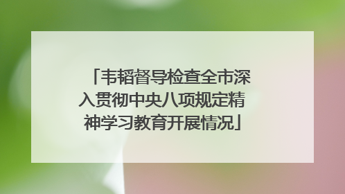 韦韬督导检查全市深入贯彻中央八项规定精神学习教育开展情况