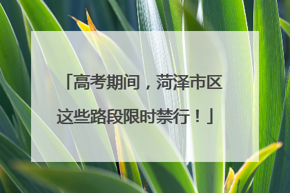 高考期间，菏泽市区这些路段限时禁行！