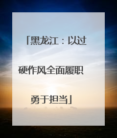 黑龙江：以过硬作风全面履职勇于担当