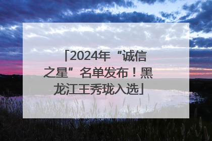 2024年“诚信之星”名单发布！黑龙江王秀珑入选