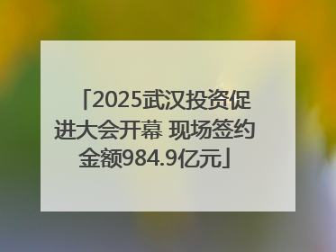 2025武汉投资促进大会开幕 现场签约金额984.9亿元